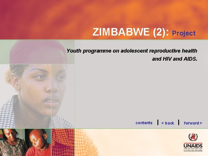 ZIMBABWE (2): Project Youth programme on adolescent reproductive health and HIV and AIDS. contents