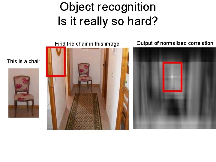 Object recognition Is it really so hard? Find the chair in this image This