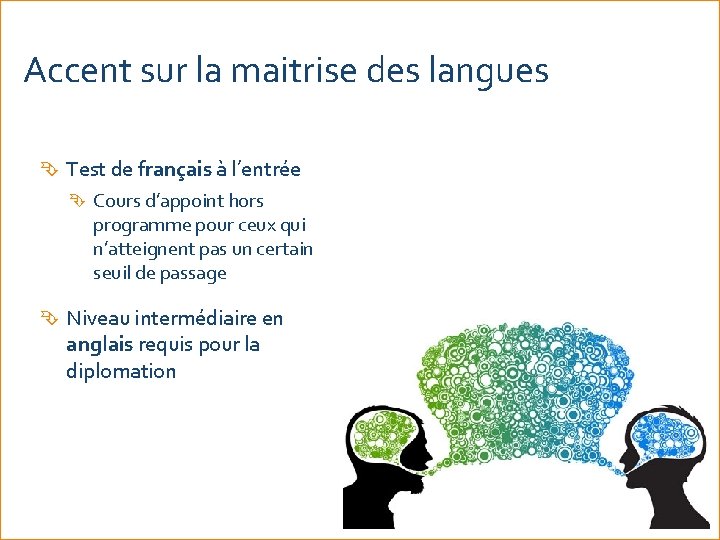Accent sur la maitrise des langues Test de français à l’entrée Cours d’appoint hors