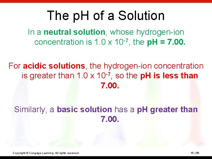 The p. H of a Solution In a neutral solution, whose hydrogen-ion concentration is The p. H of a Solution In a neutral solution, whose hydrogen-ion concentration is