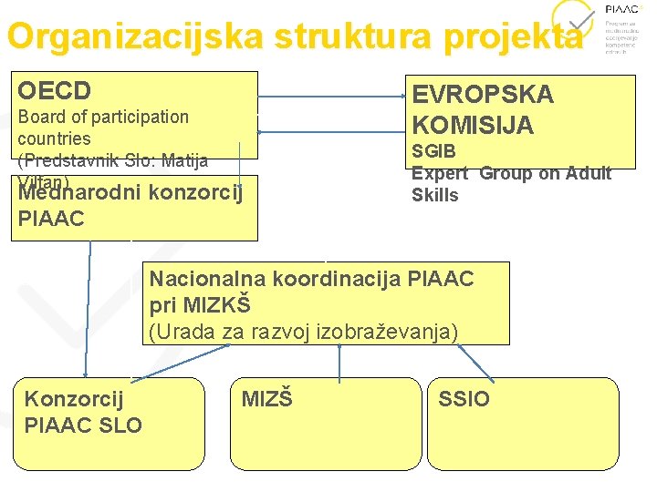 Organizacijska struktura projekta OECD EVROPSKA KOMISIJA Board of participation countries (Predstavnik Slo: Matija Vilfan)