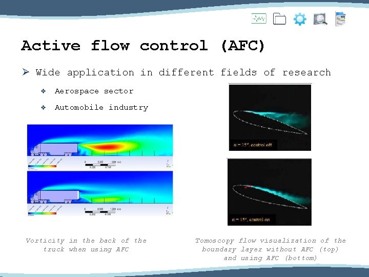 Active flow control (AFC) Ø Wide application in different fields of research v Aerospace