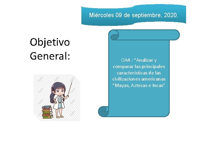 Miércoles 09 de septiembre, 2020. Objetivo General: OA 4 : “Analizar y comparar las