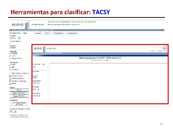 Herramientas para clasificar: TACSY 14 