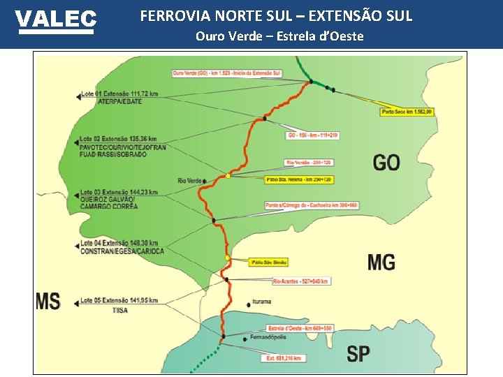 VALEC FERROVIA NORTE SUL – EXTENSÃO SUL Ouro Verde – Estrela d’Oeste 