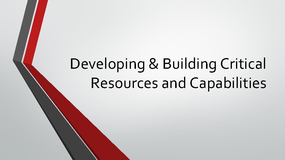 Developing & Building Critical Resources and Capabilities 