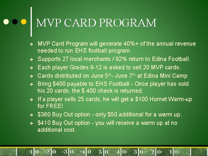 MVP CARD PROGRAM v v v v MVP Card Program will generate 40%+ of