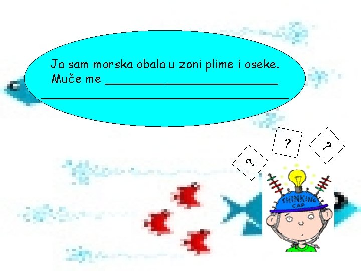 Ja sam morska obala u zoni plime i oseke. Muče me ____________________________ ? ?