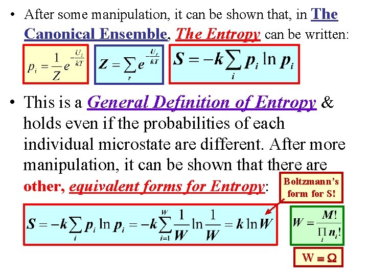  • After some manipulation, it can be shown that, in The Canonical Ensemble,