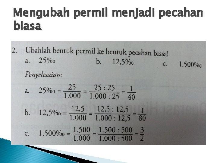 Mengubah permil menjadi pecahan biasa 