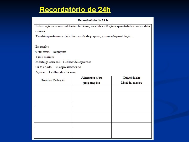 Recordatório de 24 h 