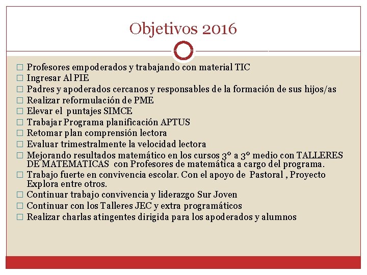 Objetivos 2016 � � � � Profesores empoderados y trabajando con material TIC Ingresar