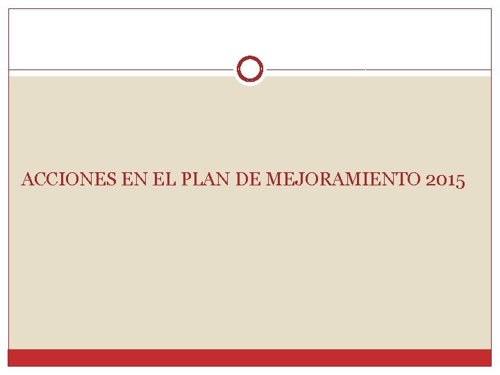 ACCIONES EN EL PLAN DE MEJORAMIENTO 2015 