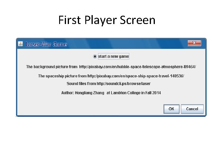First Player Screen 