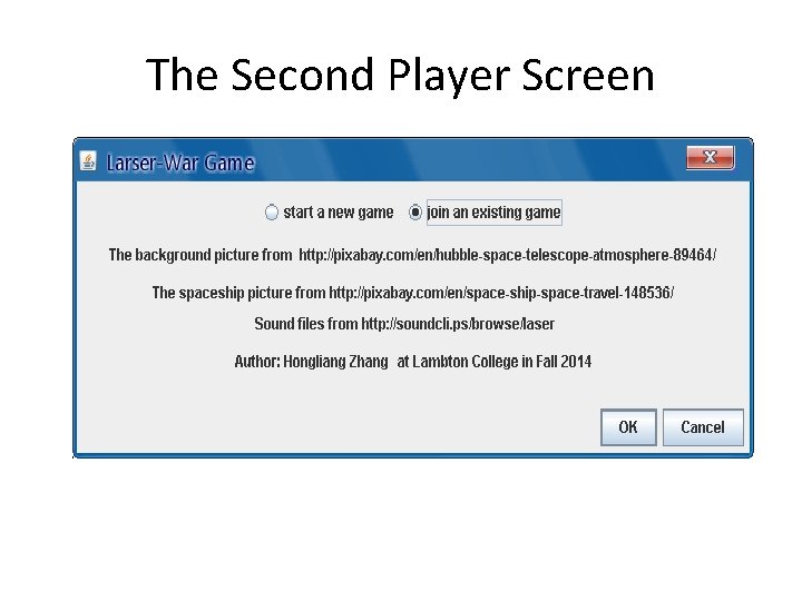 The Second Player Screen 