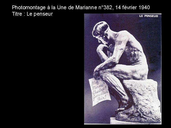 Photomontage à la Une de Marianne n° 382, 14 février 1940 Titre : Le