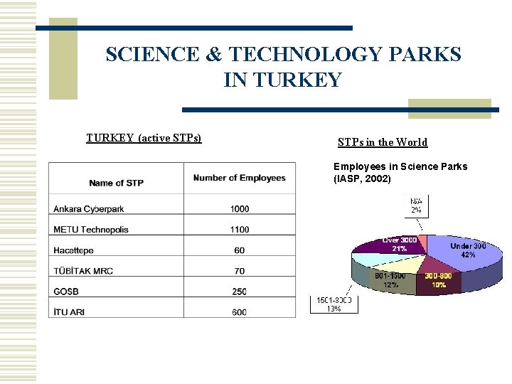 SCIENCE & TECHNOLOGY PARKS IN TURKEY (active STPs) STPs in the World Employees in