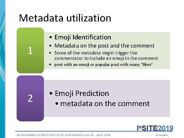 Metadata utilization • Emoji Identification 1 • Metadata on the post and the comment