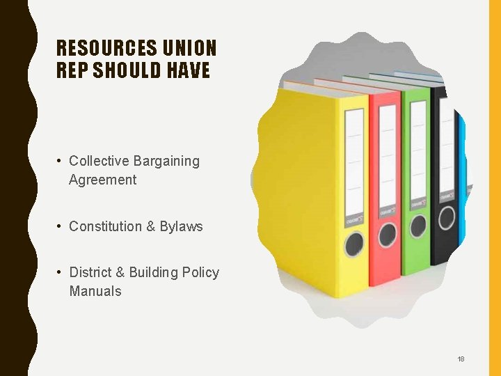 RESOURCES UNION REP SHOULD HAVE • Collective Bargaining Agreement • Constitution & Bylaws •