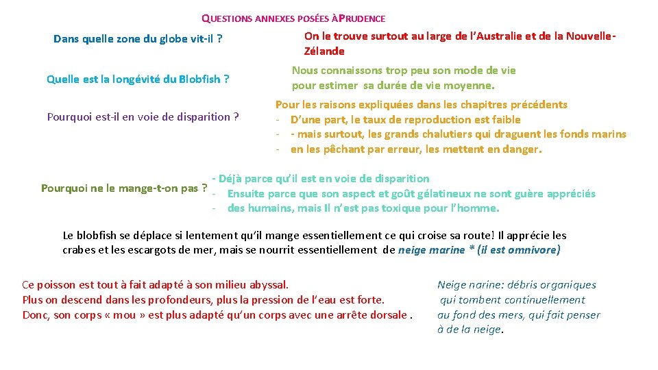 QUESTIONS ANNEXES POSÉES À PRUDENCE On le trouve surtout au large de l’Australie et