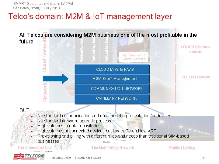 SMART Sustainable Cities in LATAM São Paulo, Brazil, 30 July 2013 Telco’s domain: M