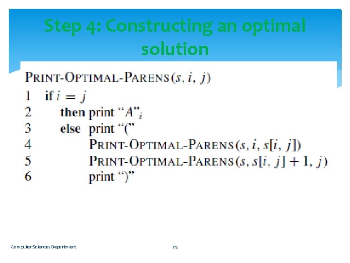 Step 4: Constructing an optimal solution Computer Sciences Department 25 