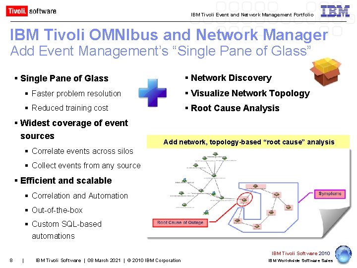IBM Tivoli Event and Network Management Portfolio IBM Tivoli OMNIbus and Network Manager Add