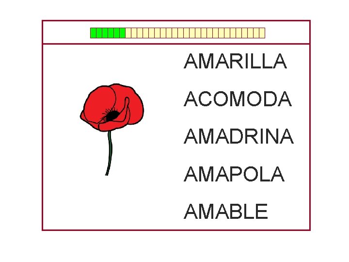 AMARILLA ACOMODA AMADRINA AMAPOLA AMABLE 