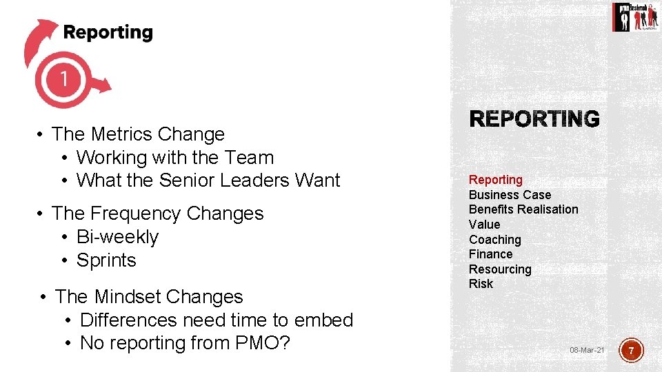  • The Metrics Change • Working with the Team • What the Senior