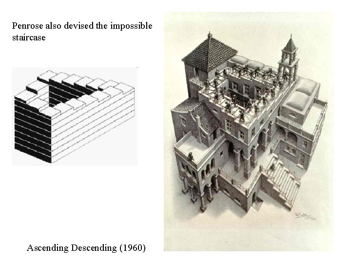 Penrose also devised the impossible staircase Ascending Descending (1960) 