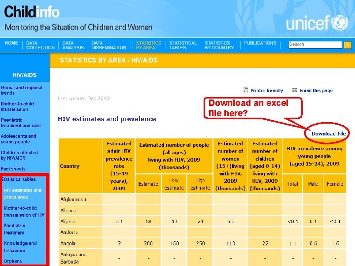 Download an excel file here? 