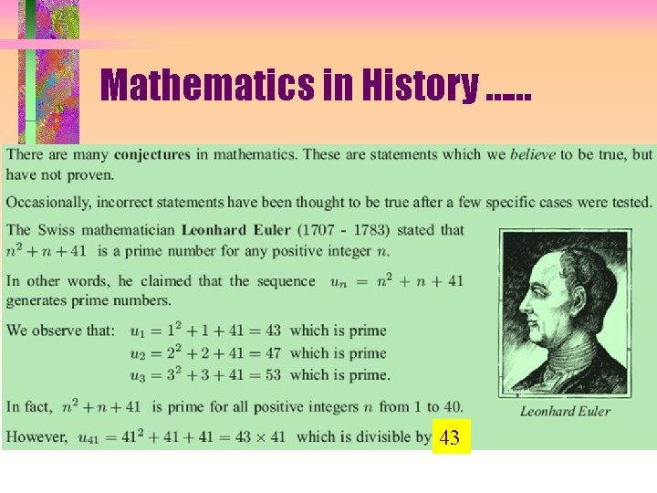 Mathematics in History …… 43 