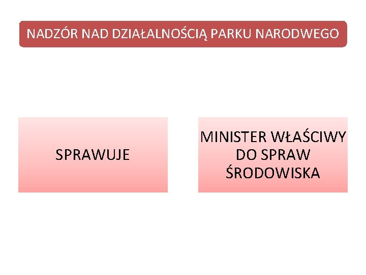 NADZÓR NAD DZIAŁALNOŚCIĄ PARKU NARODWEGO SPRAWUJE MINISTER WŁAŚCIWY DO SPRAW ŚRODOWISKA 