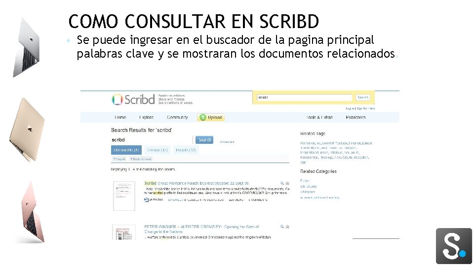 COMO CONSULTAR EN SCRIBD • Se puede ingresar en el buscador de la pagina