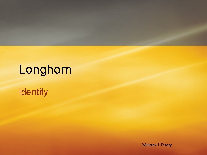 Longhorn Identity Matthew J. Dovey 