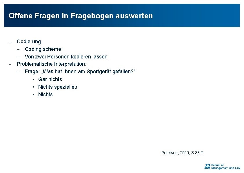 Offene Fragen in Fragebogen auswerten - Codierung - Coding scheme - Von zwei Personen