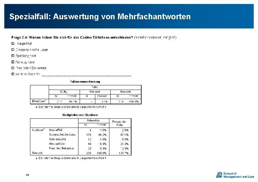 Spezialfall: Auswertung von Mehrfachantworten 25 