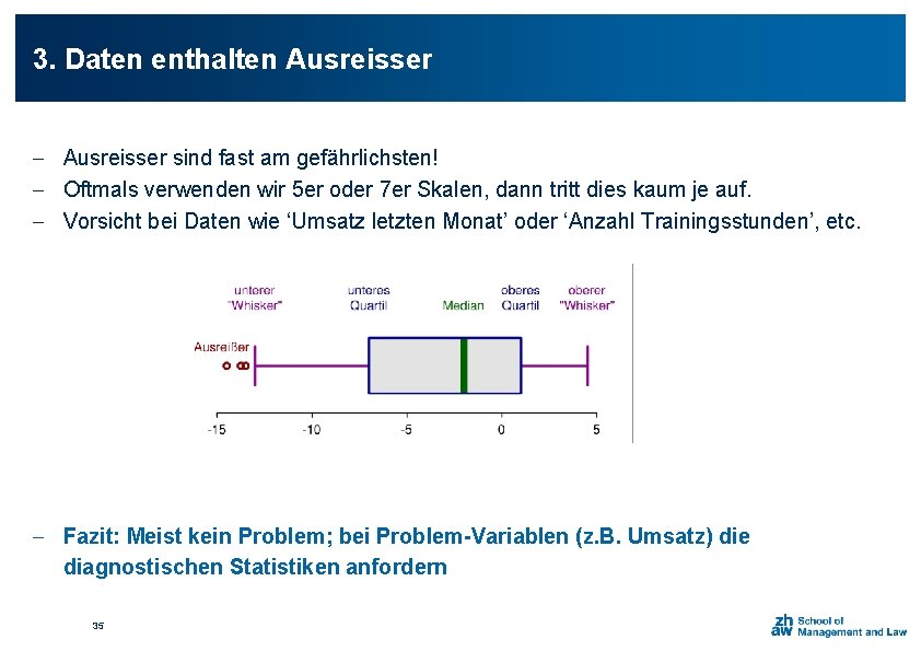 3. Daten enthalten Ausreisser - Ausreisser sind fast am gefährlichsten! - Oftmals verwenden wir