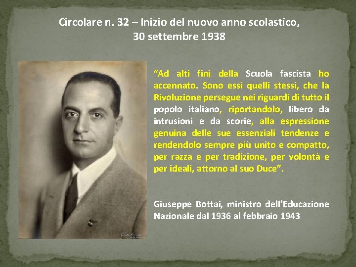 Circolare n. 32 – Inizio del nuovo anno scolastico, 30 settembre 1938 “Ad alti