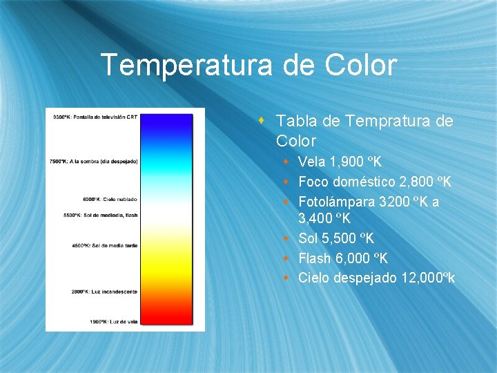 Temperatura de Color s Tabla de Tempratura de Color s Vela 1, 900 ºK