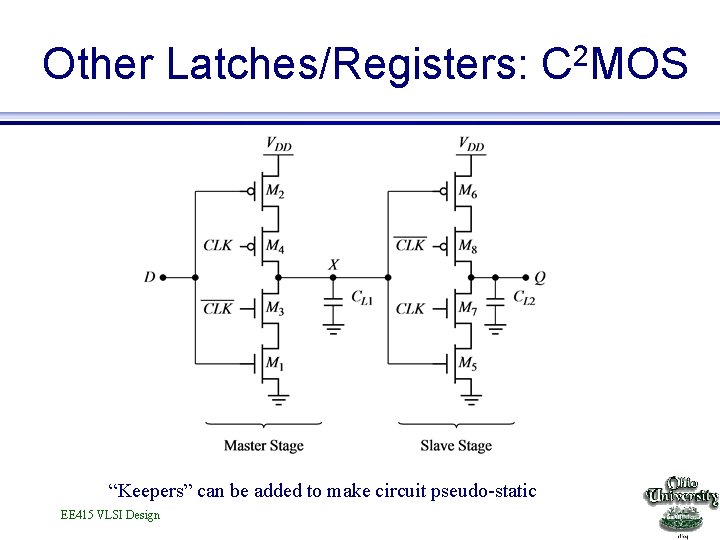 Other Latches/Registers: C 2 MOS “Keepers” can be added to make circuit pseudo-static EE