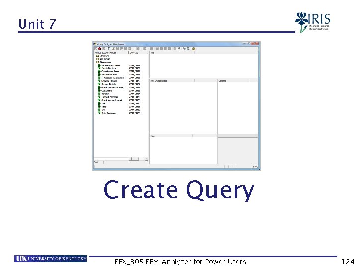 Unit 7 Create Query BEX_305 BEx-Analyzer for Power Users 124 