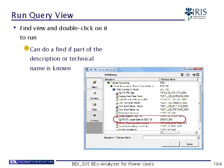 Run Query View • Find view and double-click on it to run Can do