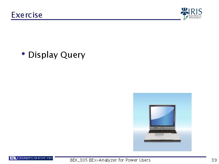 Exercise • Display Query BEX_305 BEx-Analyzer for Power Users 39 