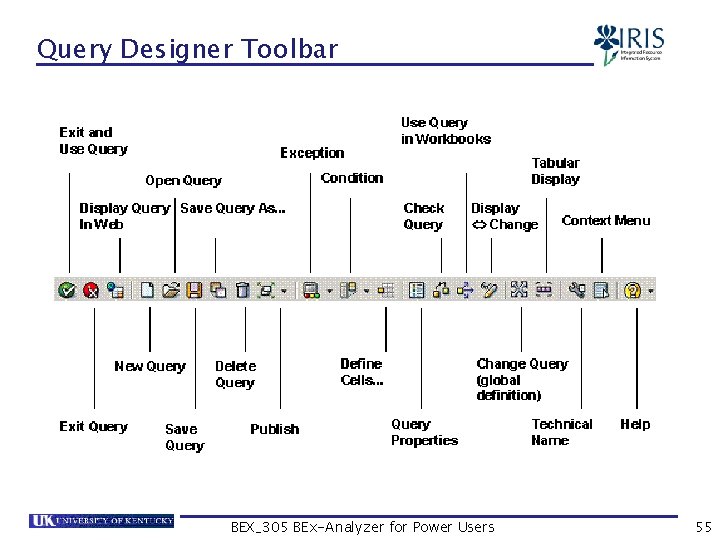 Query Designer Toolbar BEX_305 BEx-Analyzer for Power Users 55 