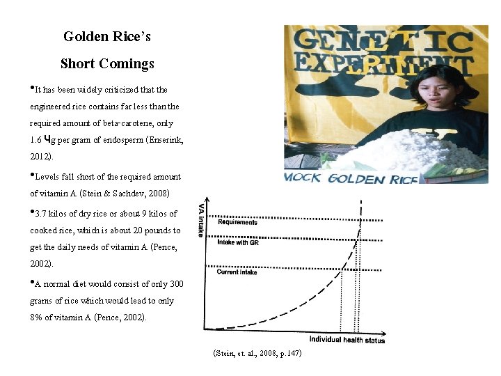 Golden Rice’s Short Comings • It has been widely criticized that the engineered rice
