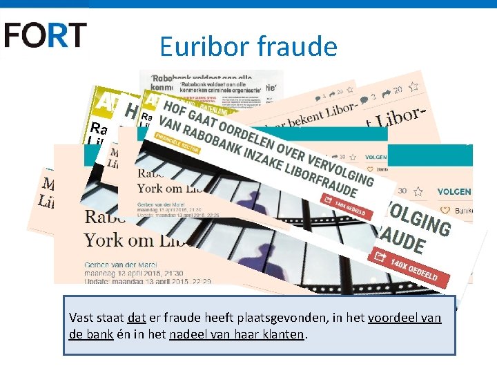 Euribor fraude Vast staat dat er fraude heeft plaatsgevonden, in het voordeel van de