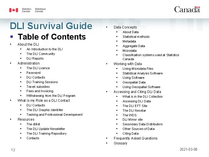 DLI Survival Guide § § Table of Contents § § 12 About the DLI