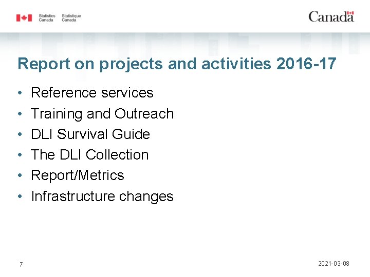 Report on projects and activities 2016 -17 • • • 7 Reference services Training