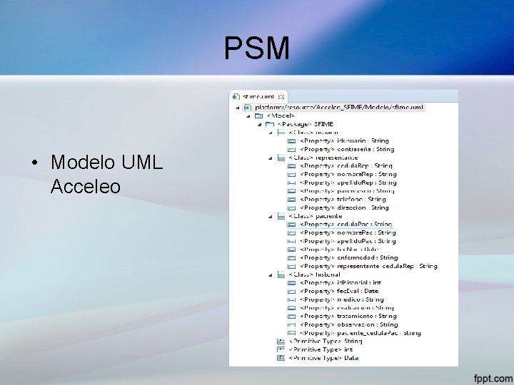 PSM • Modelo UML Acceleo 